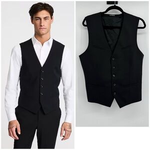 EXPRESS Slim Black Wool-Blend Washable Modern Tech Suit Vest Size Medium